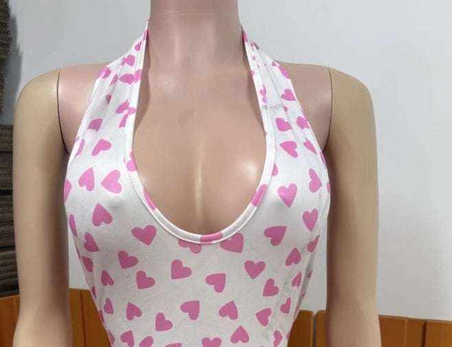 Pink Polka Dot Print Romper