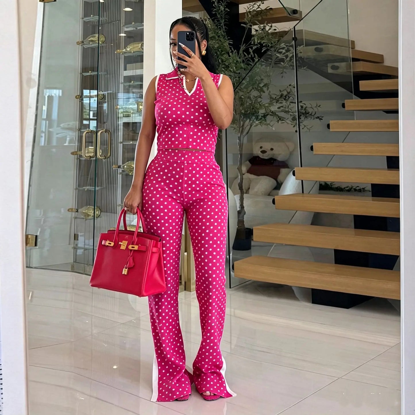 Polka Dot Pants Two-Piece Set