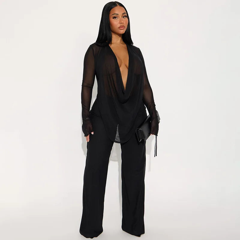 Mesh Two-Piece Pants Set