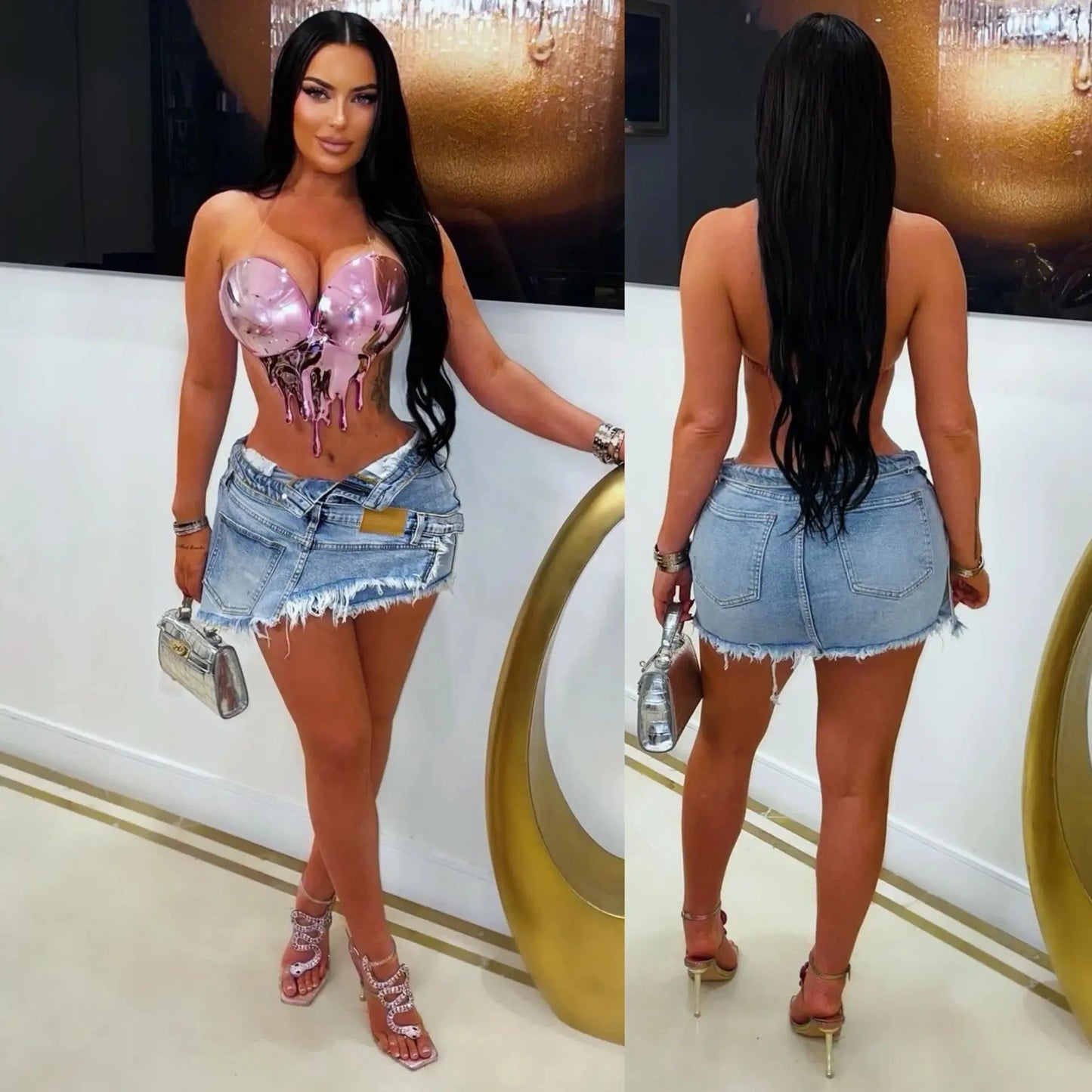 Denim High Waist Skirt