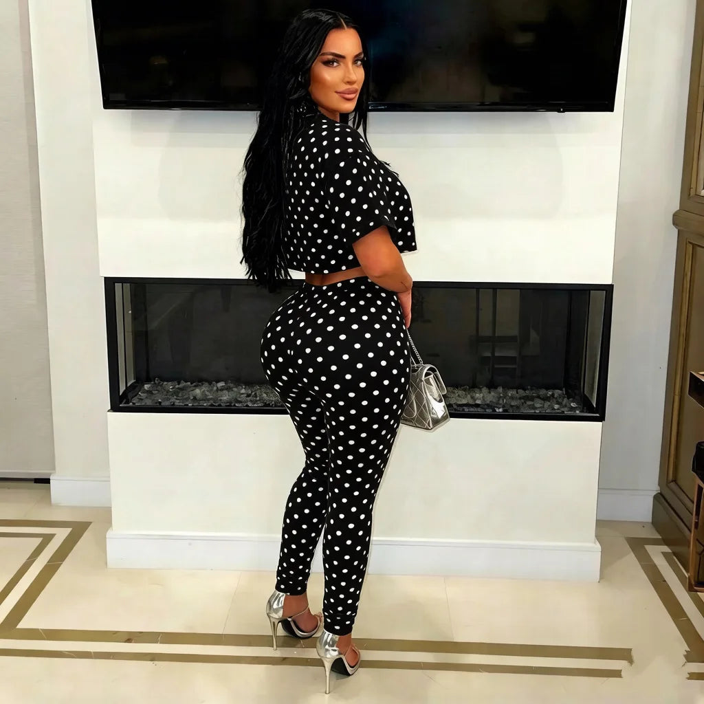 Polka Dot Two-Piece Pants Set