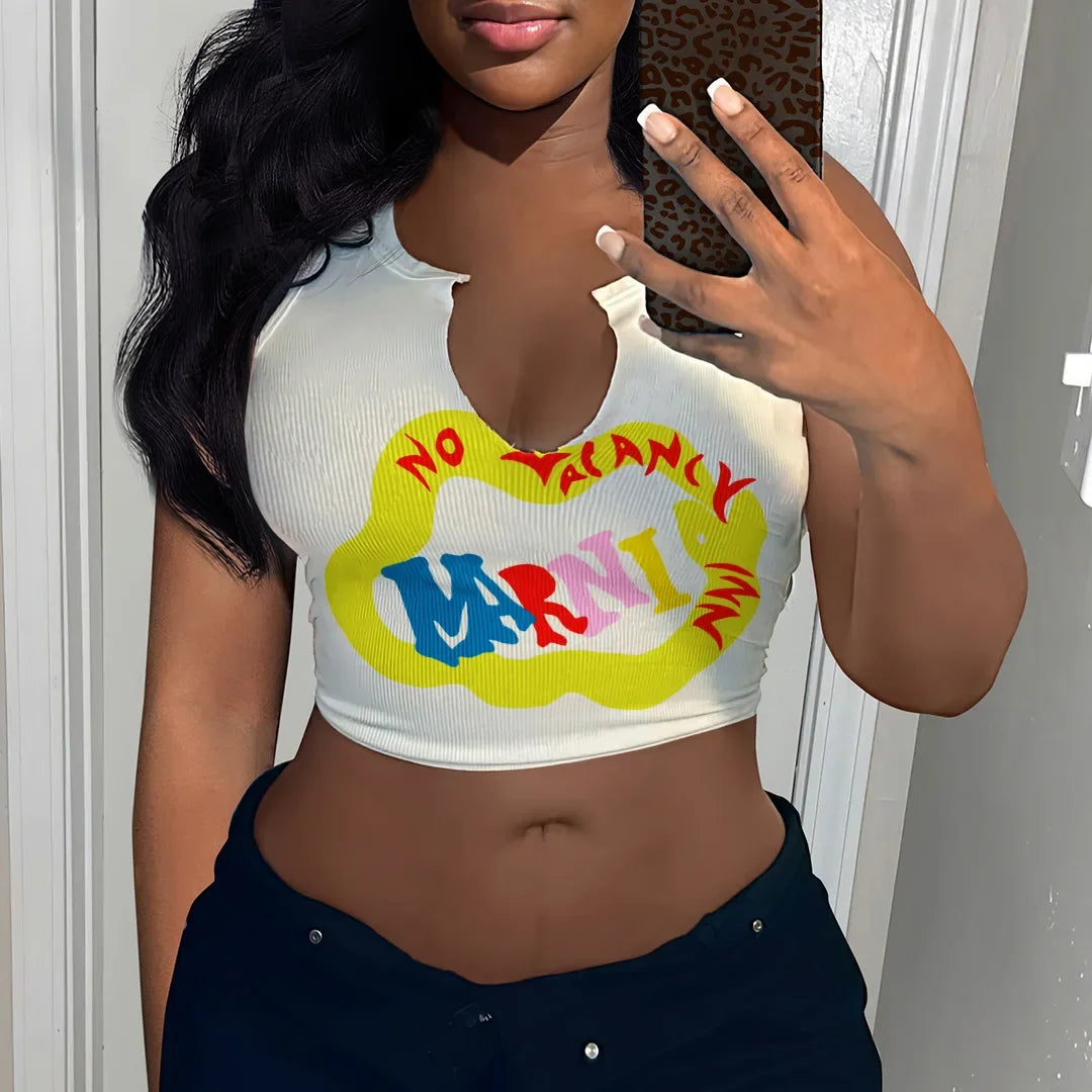 Letter Print Crop Top