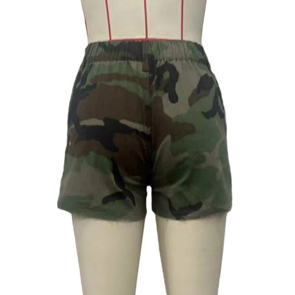 Camouflage High-Waisted Shorts
