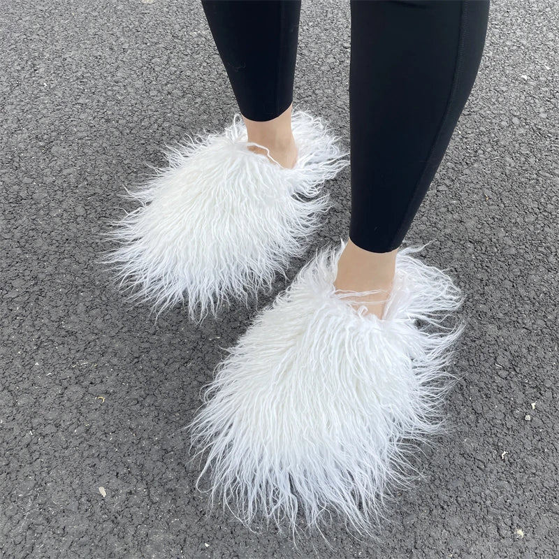 Fluffy Faux Fur Slides.