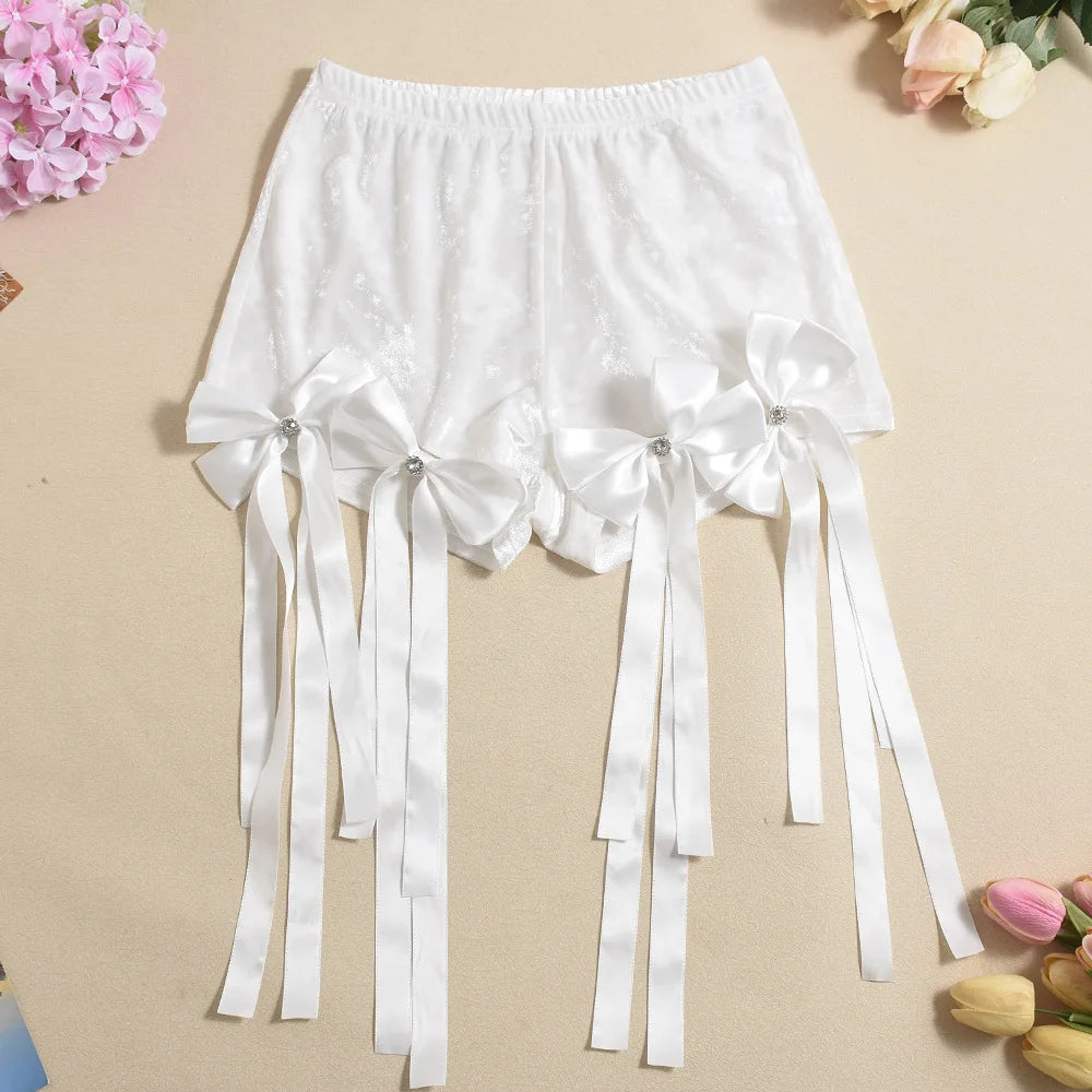 Bow Mesh Two-Piece Short Set