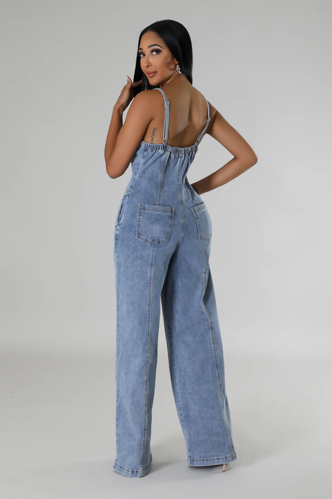Denim Overall Button Jumpsuit