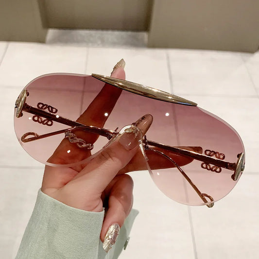 Rimless Oversized Shield Sunglasses