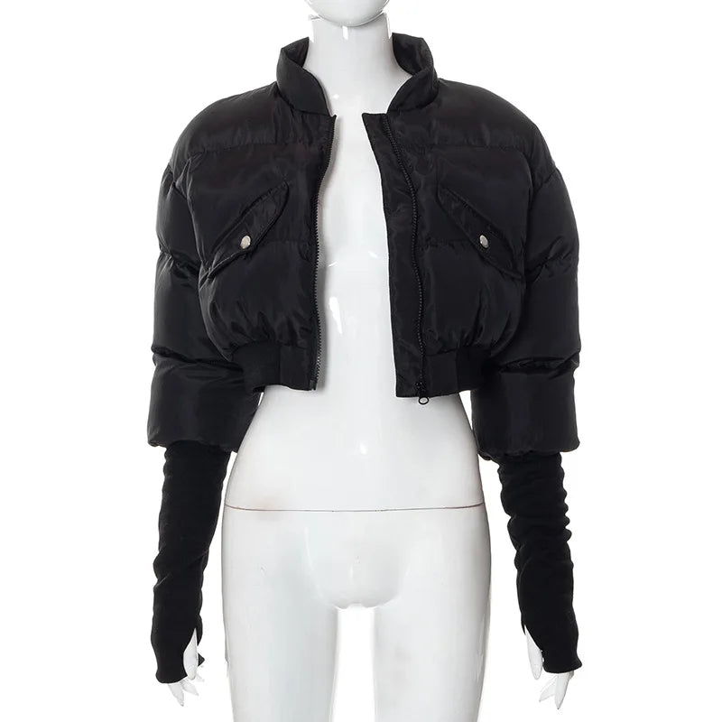 Cropped Bubble Puffer Jacket.