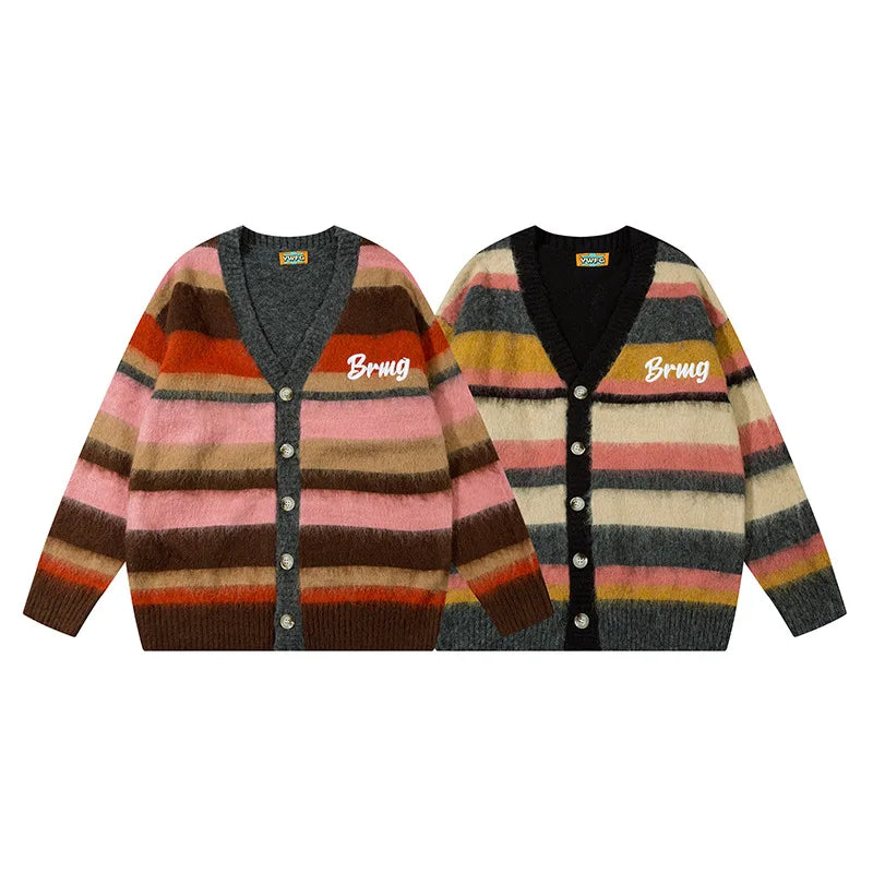 Letter Cardigan V-Neck Loose Sweater