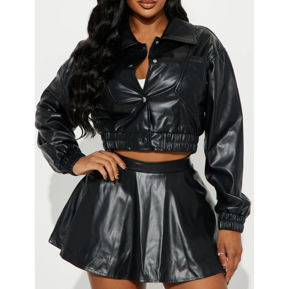 Bad Girl Leather Two-Piece Set