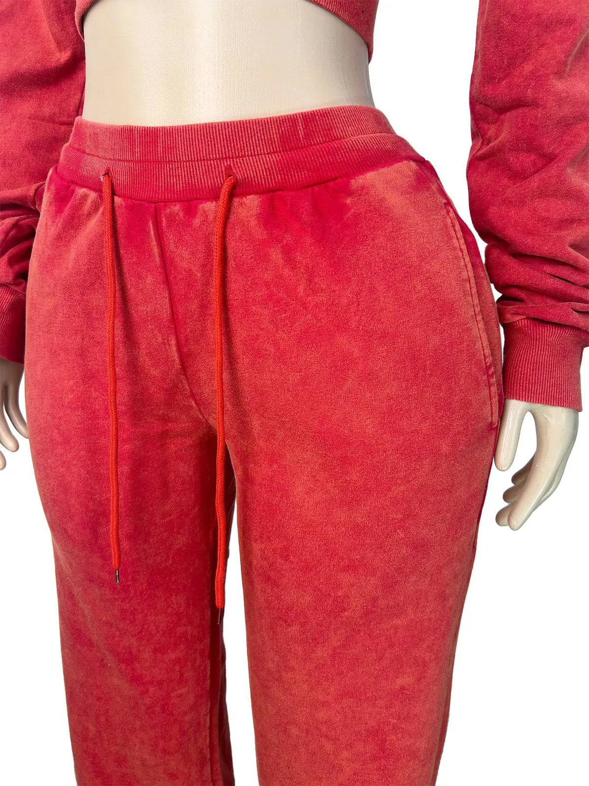 Distressed Wash Two-Piece Pants Set