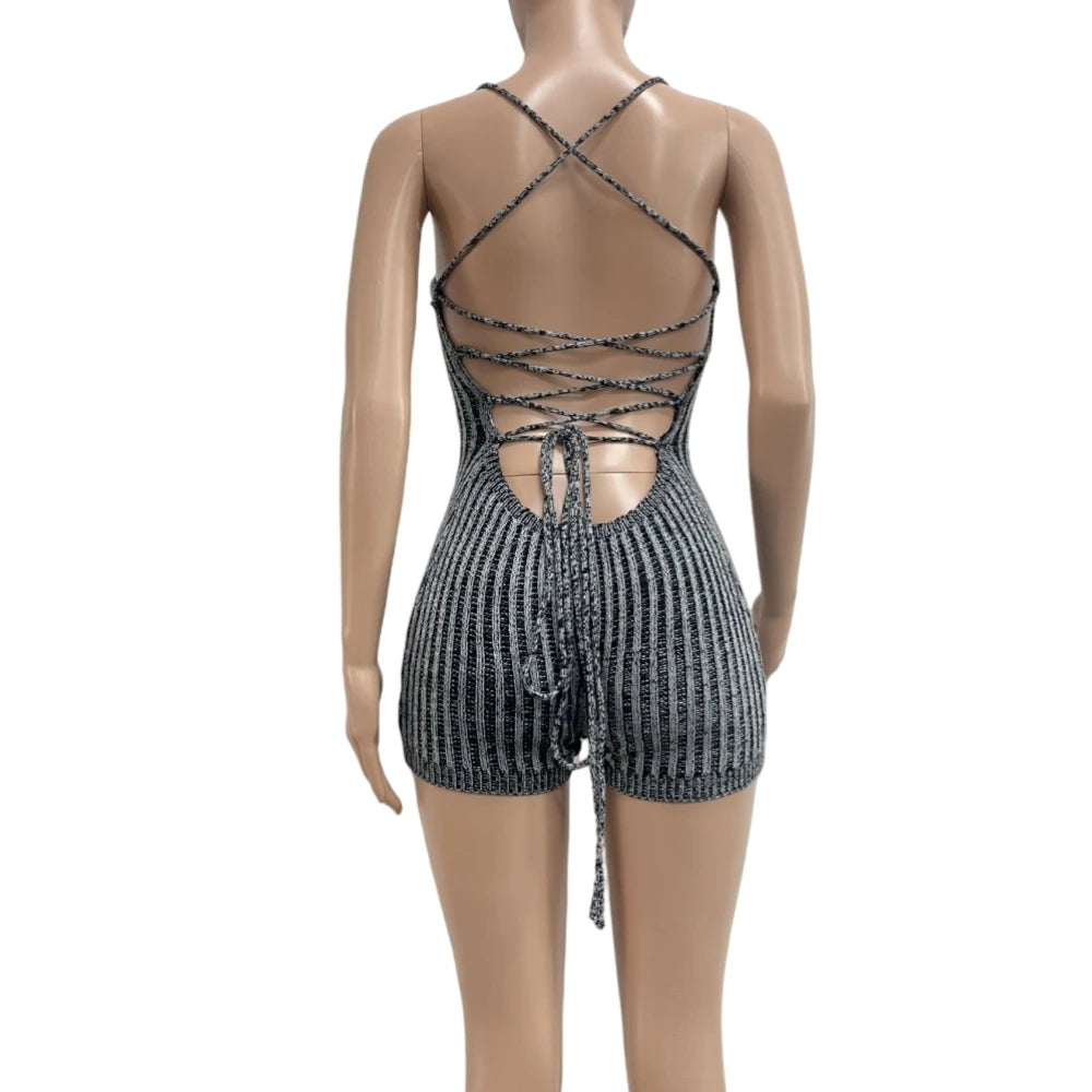 Knit Striped Rompers