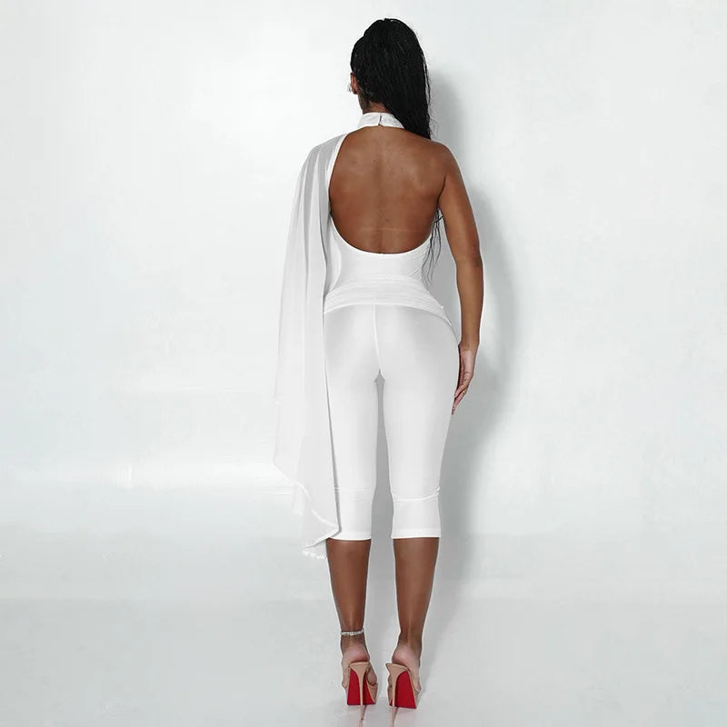Asymmetric Cape Bodycon One Piece Sexy Elegant Party Club Outfit