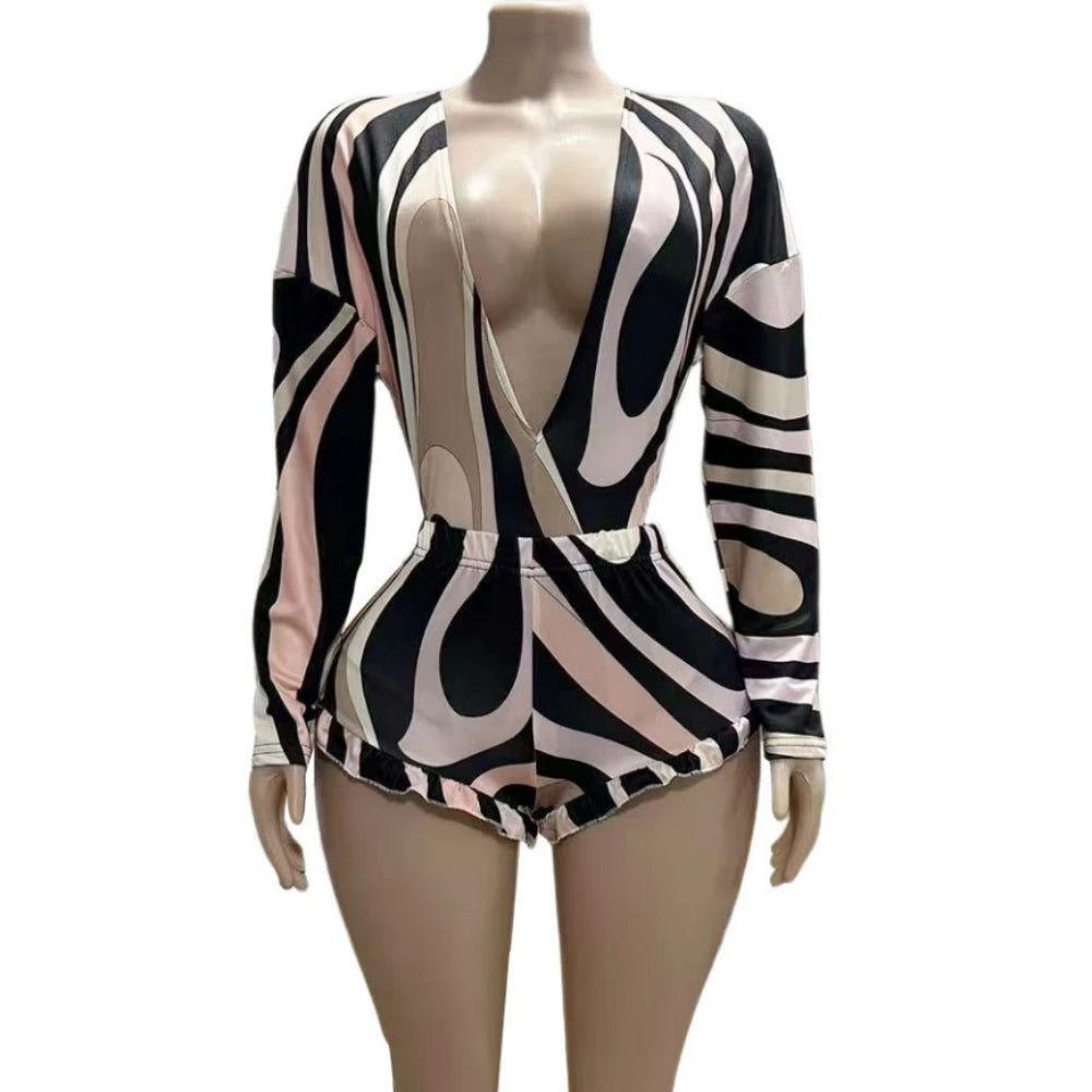 Zebra Print Bodycon Jumpsuit
