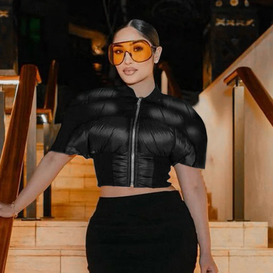 Puff Cropped Bubble Bomber Jacket