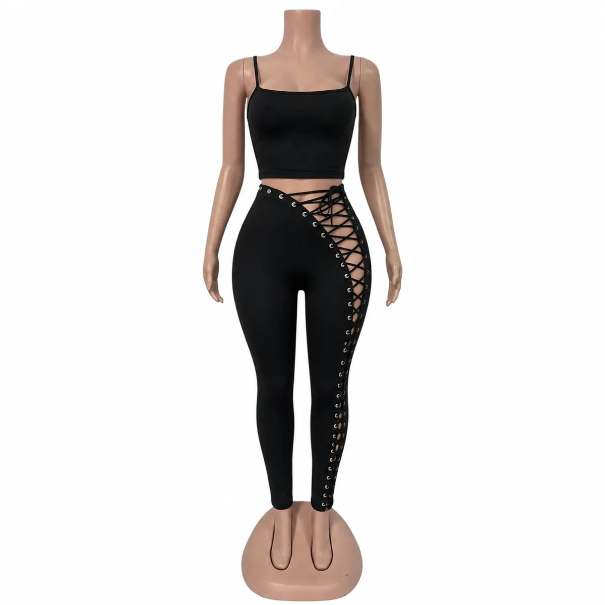 Lace-Up Leopard Pants Set