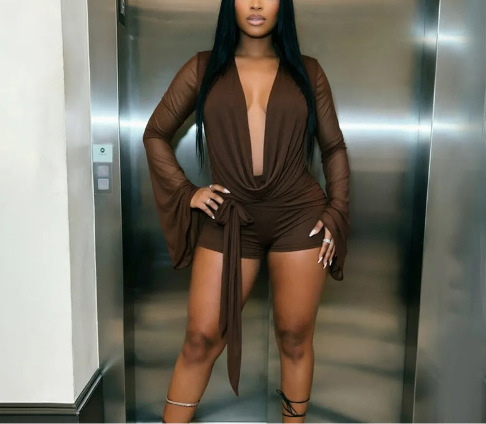 V-Neck Bodycon Romper
