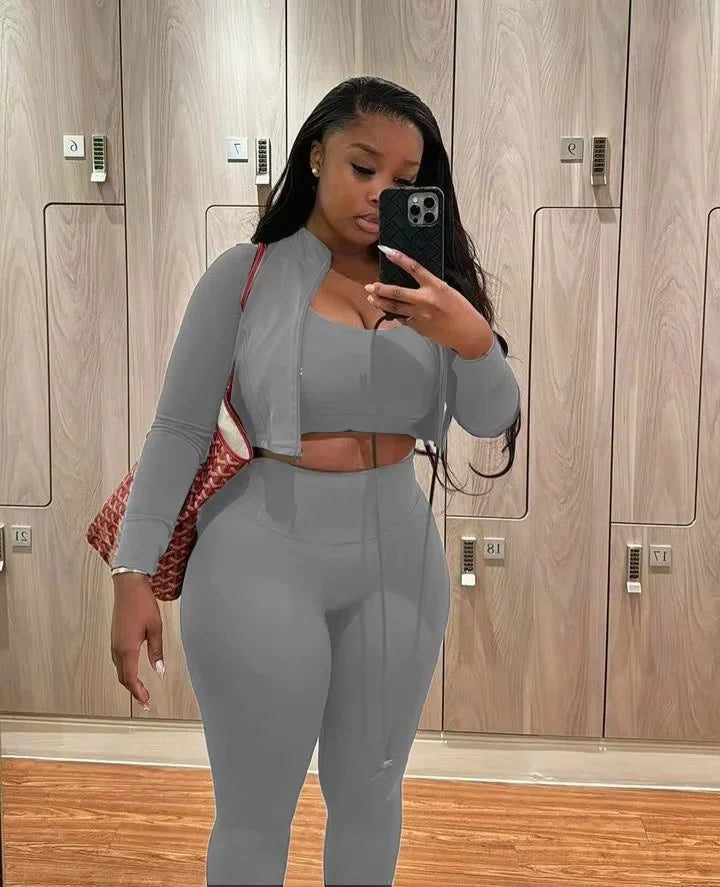 3-Piece Fashion Stretchy Tracksuit Set.