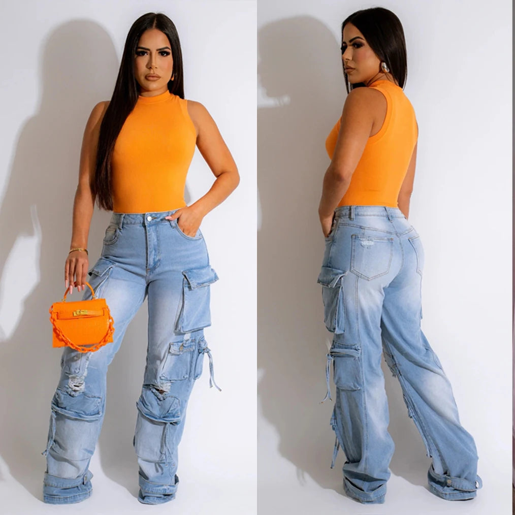 Cargo Pocket Baggy Jeans