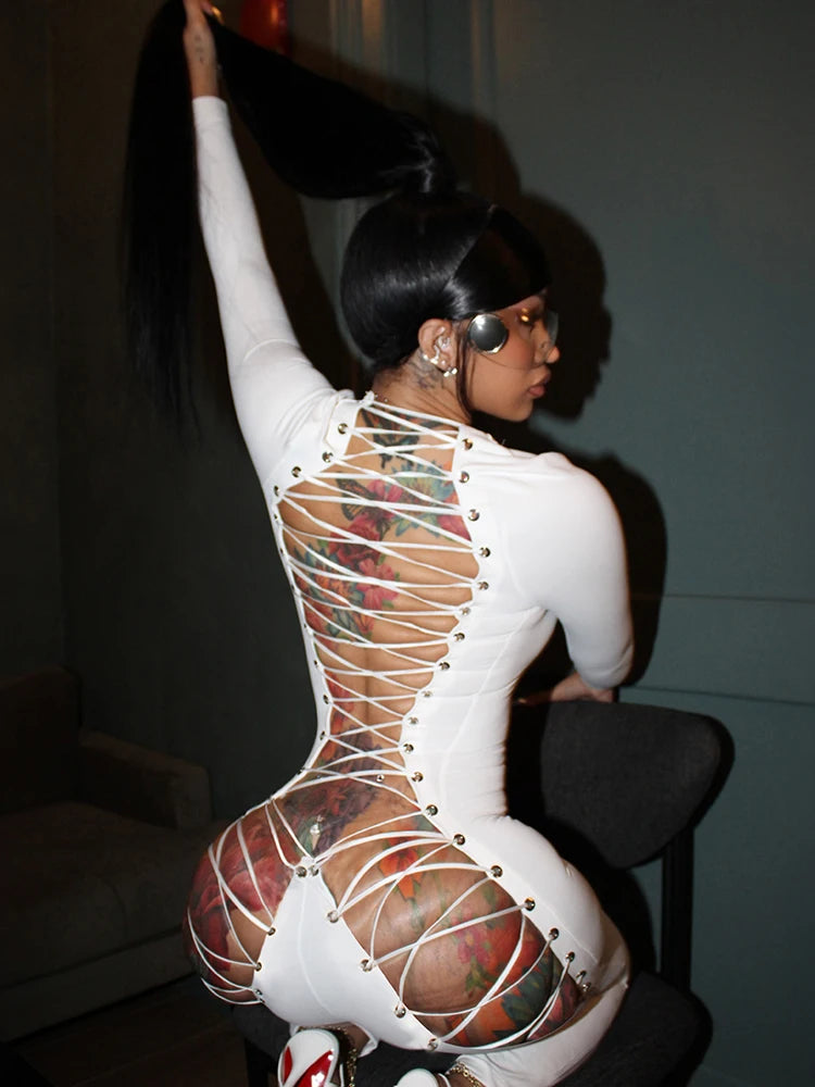 Cross Bandage Hollow Jumpsuit