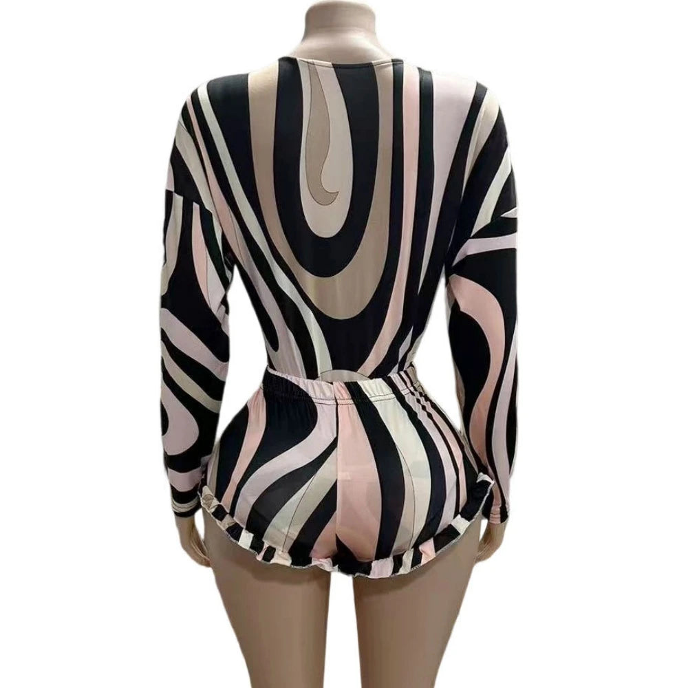 Zebra Print Bodycon Jumpsuit