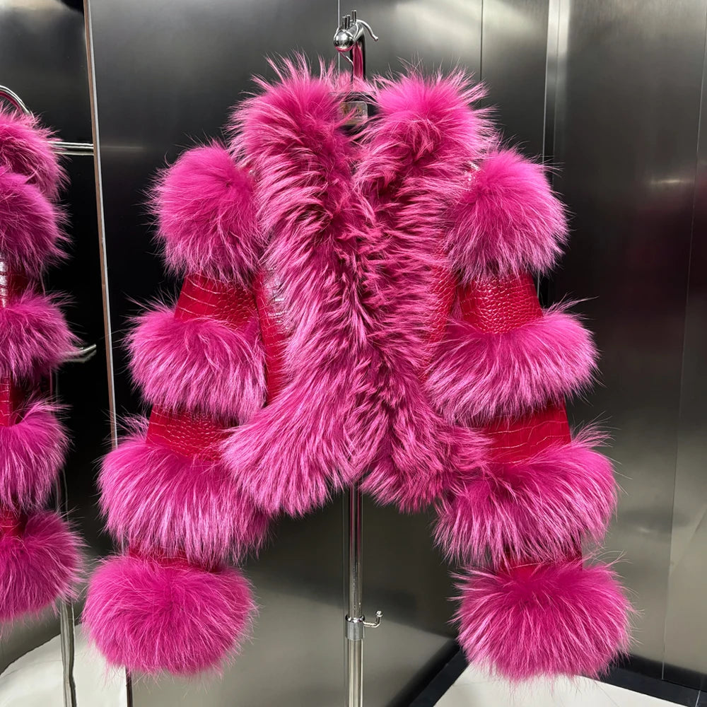 Crocodile Leather Cropped Jacket