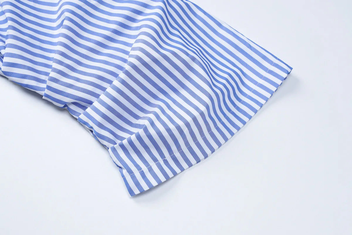Off Shoulder Striped Bandage Short Set