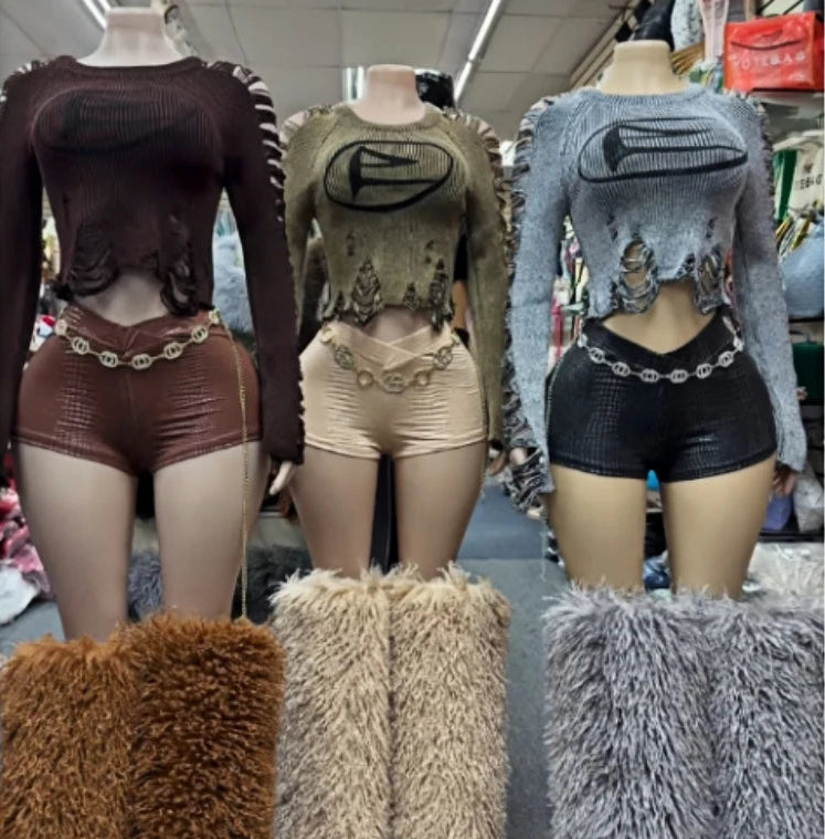 Knit Top Two-Piece Sweater Set