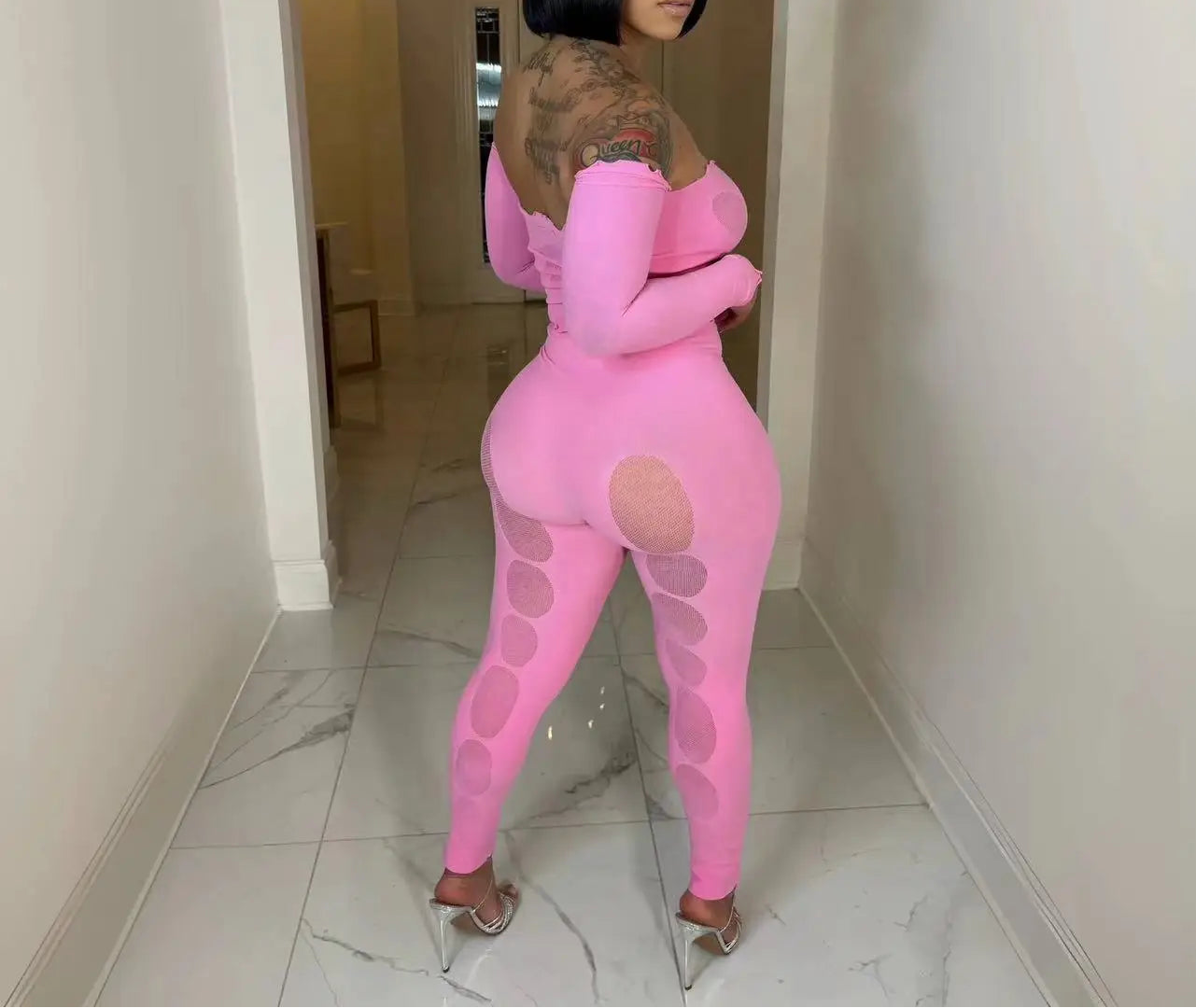 Glove Hollow Crop Tops and Leggings Set