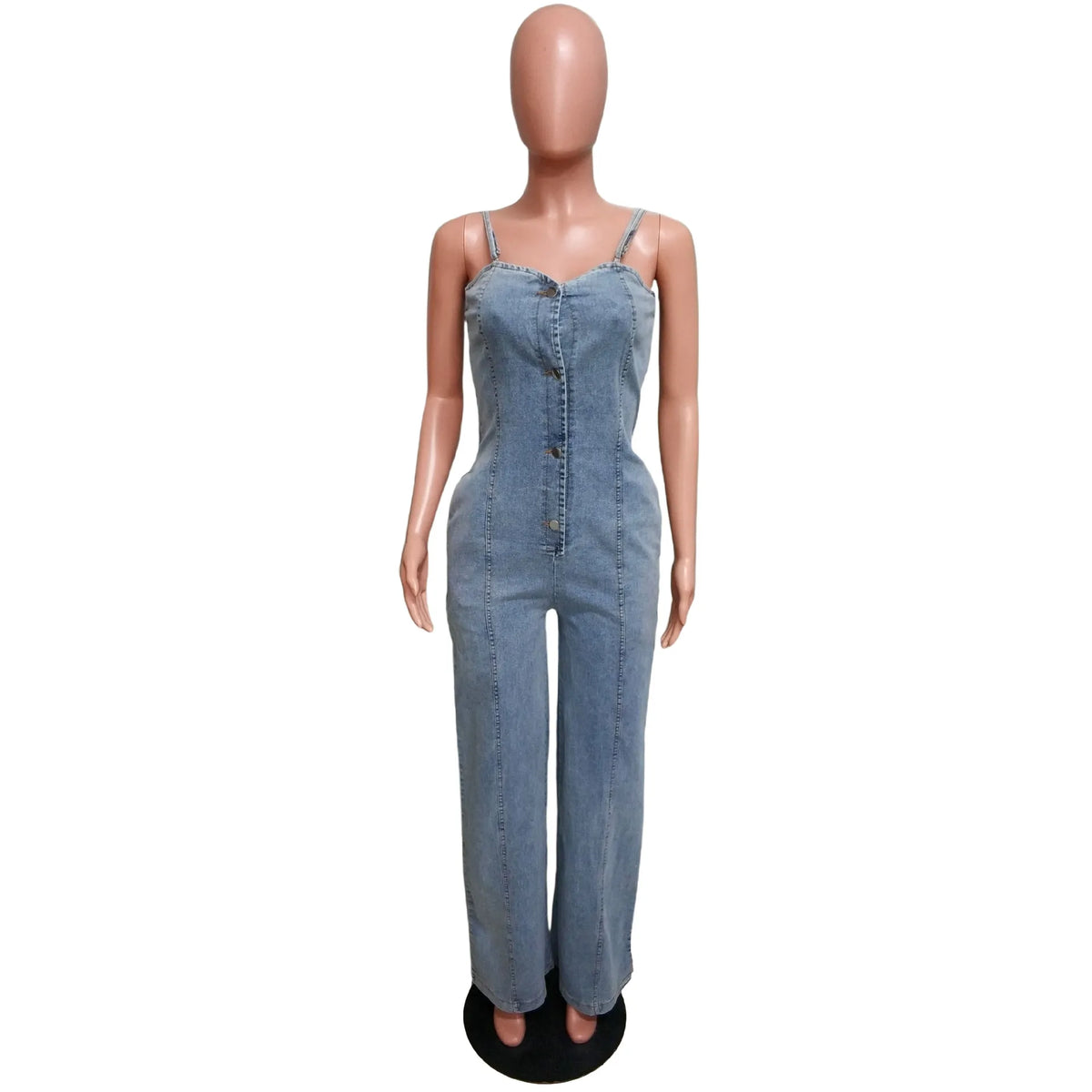 Denim Overall Button Jumpsuit