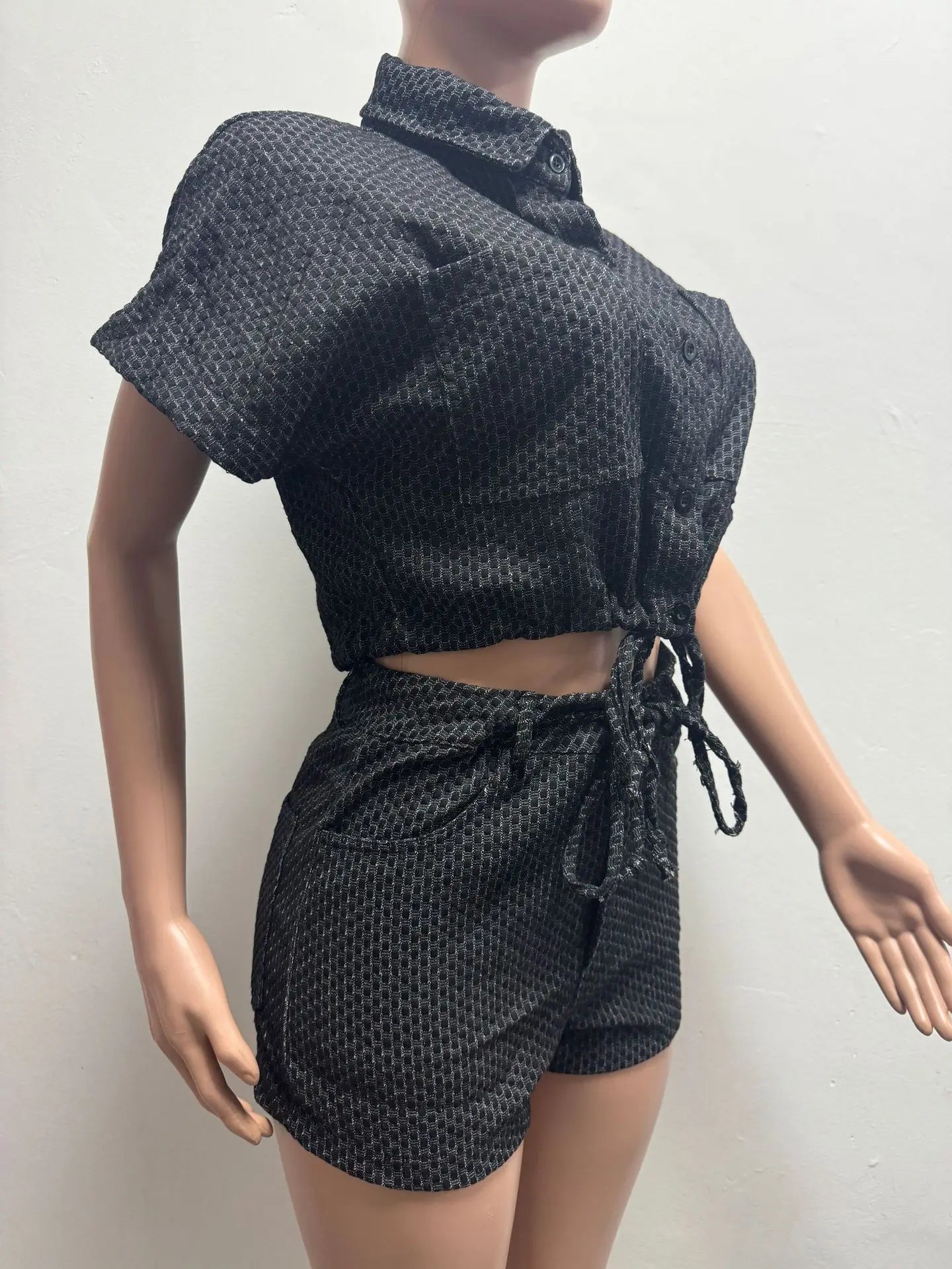 Denim Two-Piece Shorts Set