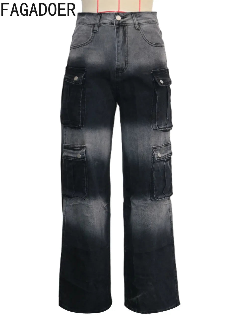 Gradient Solid Color Cargo Pocket