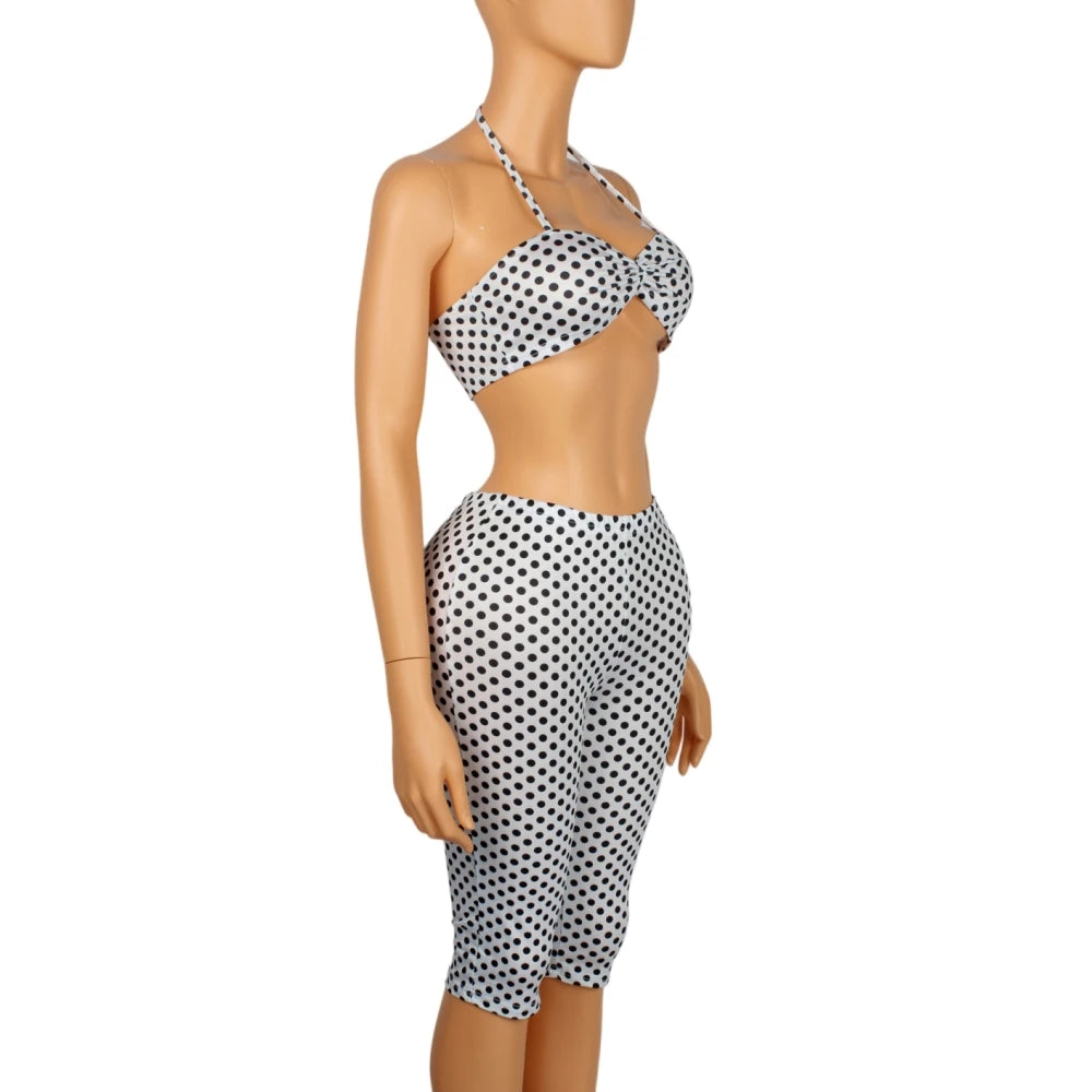 Polka Dot Print Hollow Two-Piece Set
