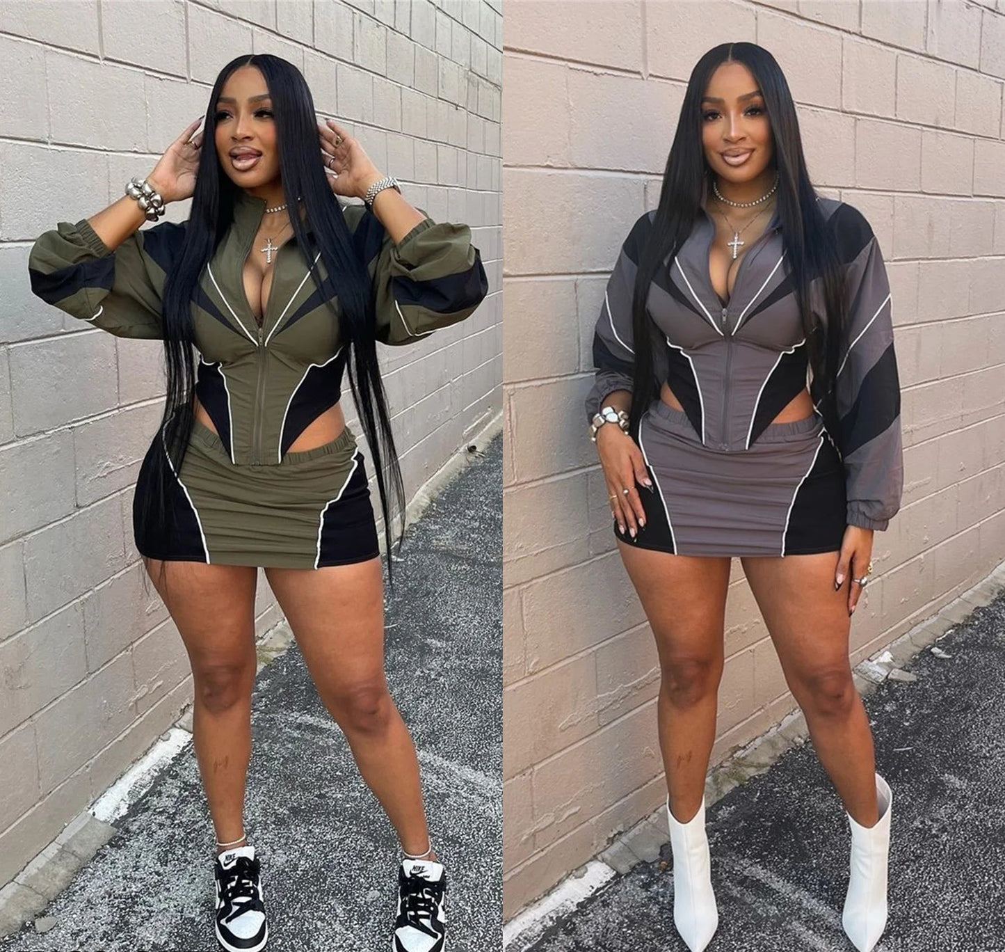 Lydia Jacket and Two-Piece Mini Skirt Set.