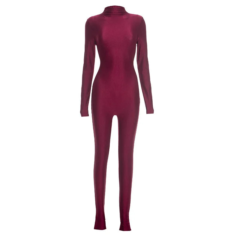 Back Zip Bodycon Jumpsuit