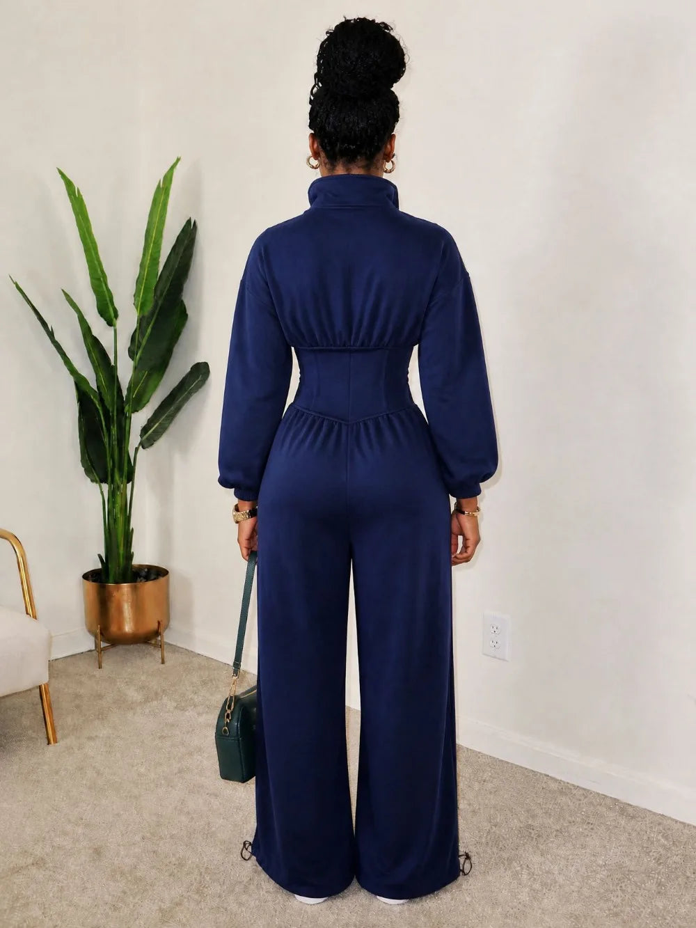 Waist Cinched Zipper Jumpsuit