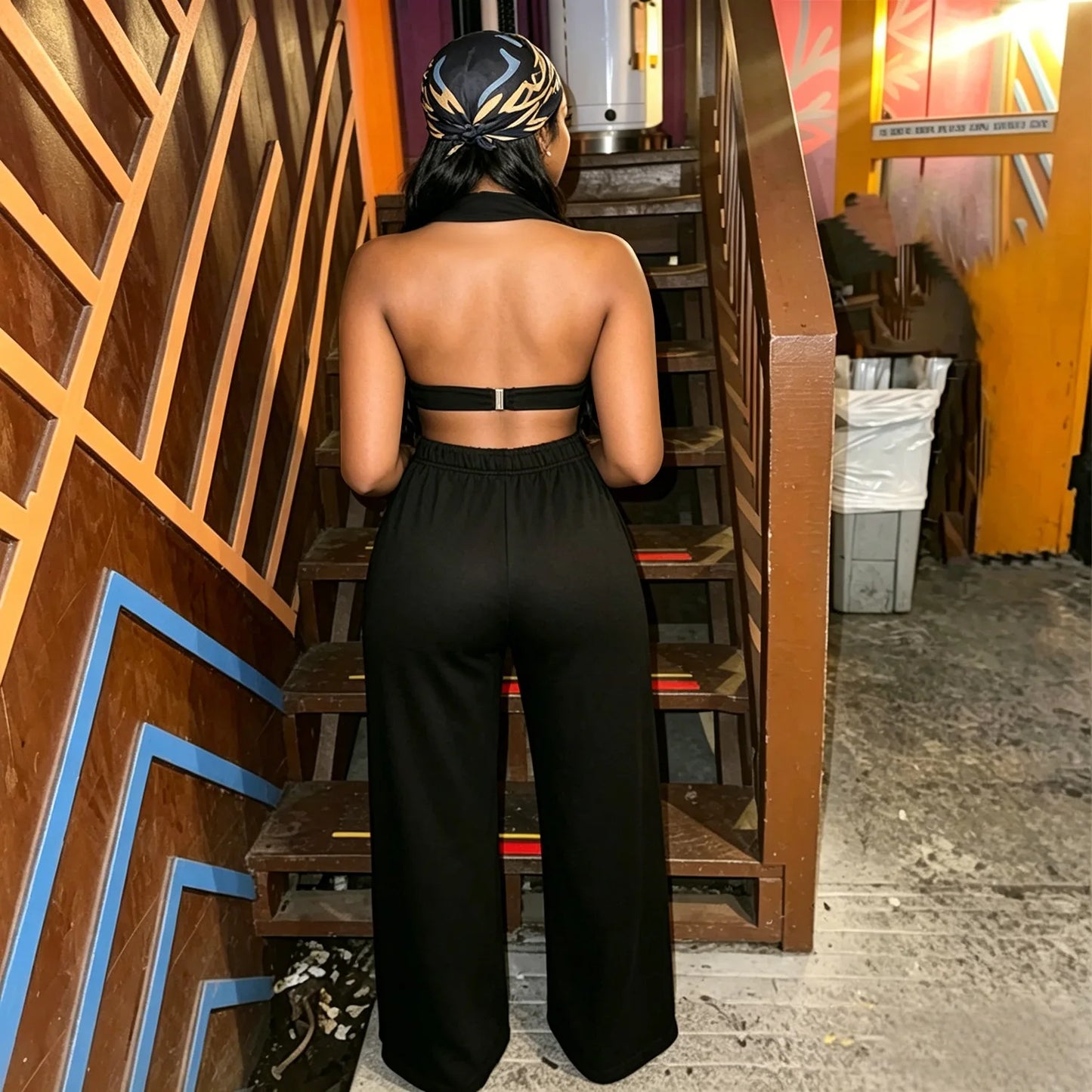 Hole Loose Pants Two-Piece Set