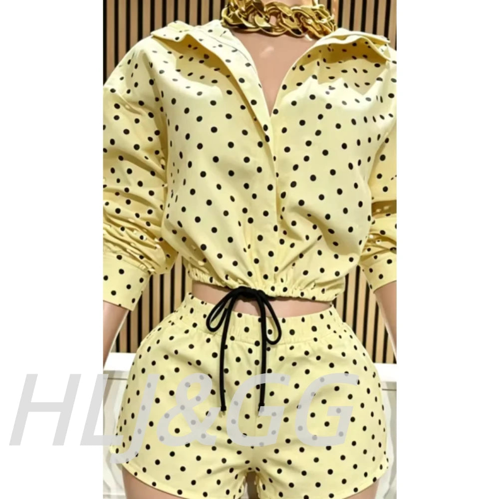 Polka Dot Print Jacket Two-Piece Set