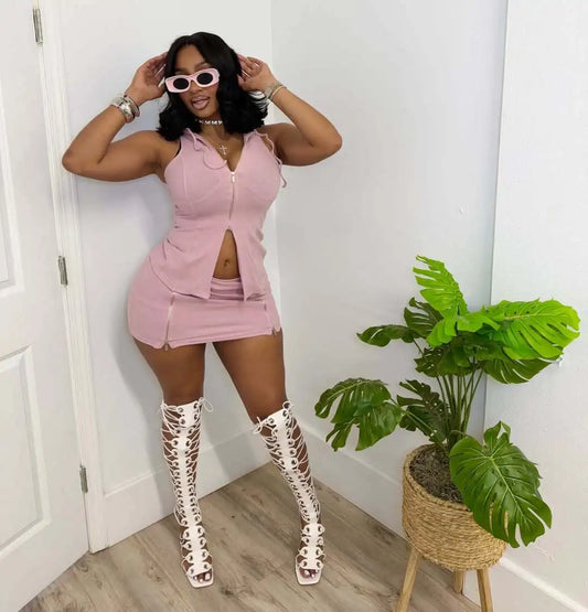 Bodycon Mini Skirt Two-Piece Set