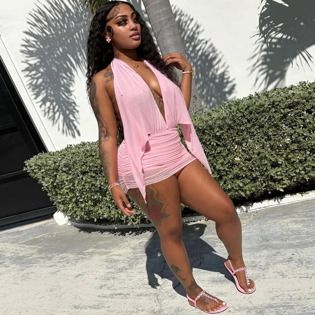 Mesh Halter Dress