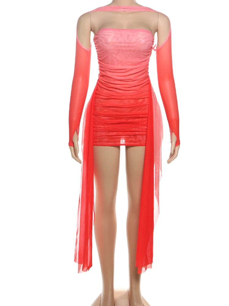 Mesh Tassel Mini Bodycon Dress