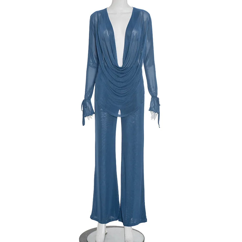 Mesh Two-Piece Pants Set