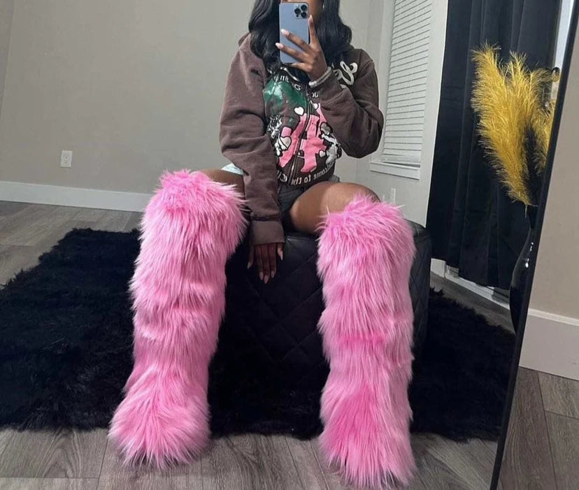 Winter Faux Fur Long Boots.