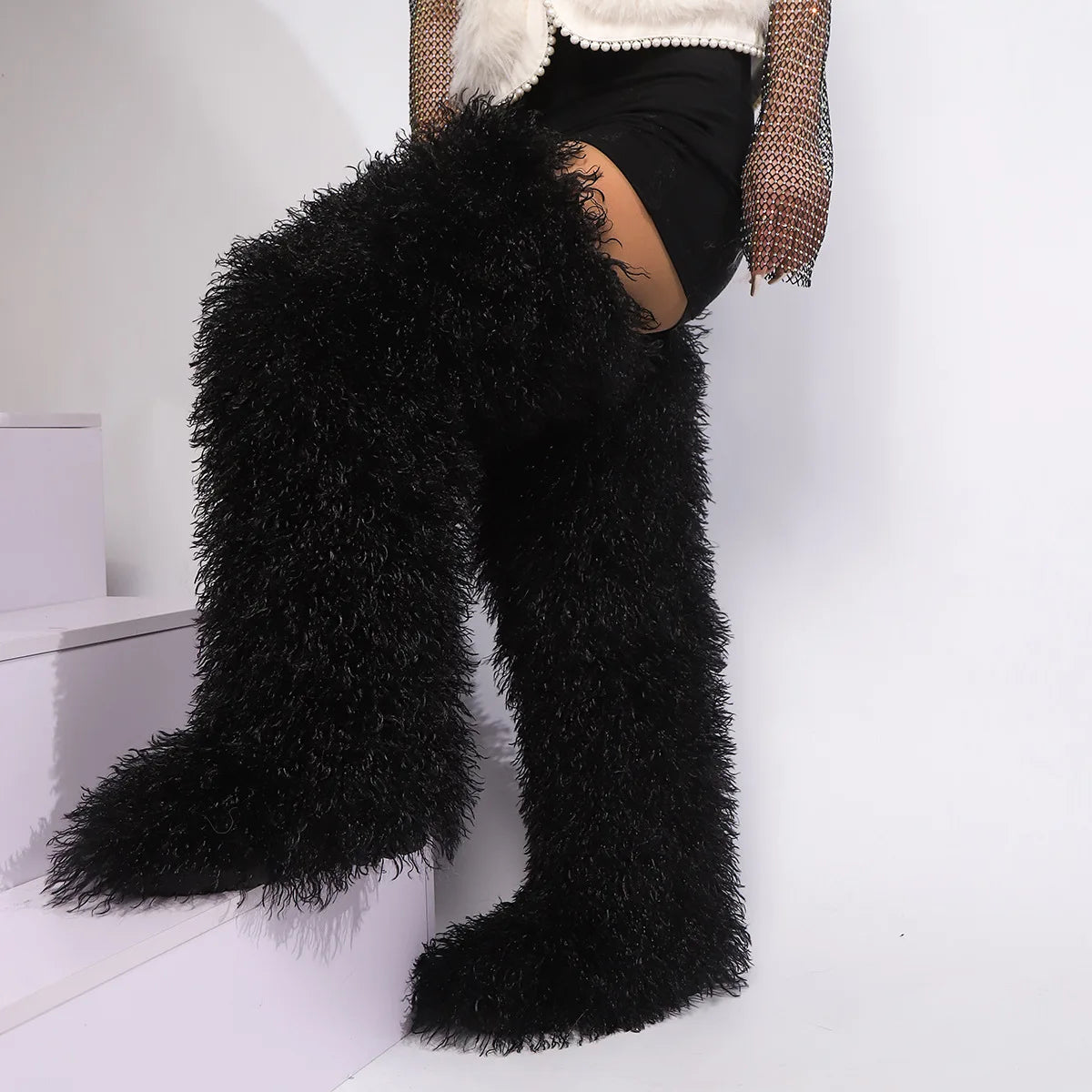 Over The Knee-High Fur Boots