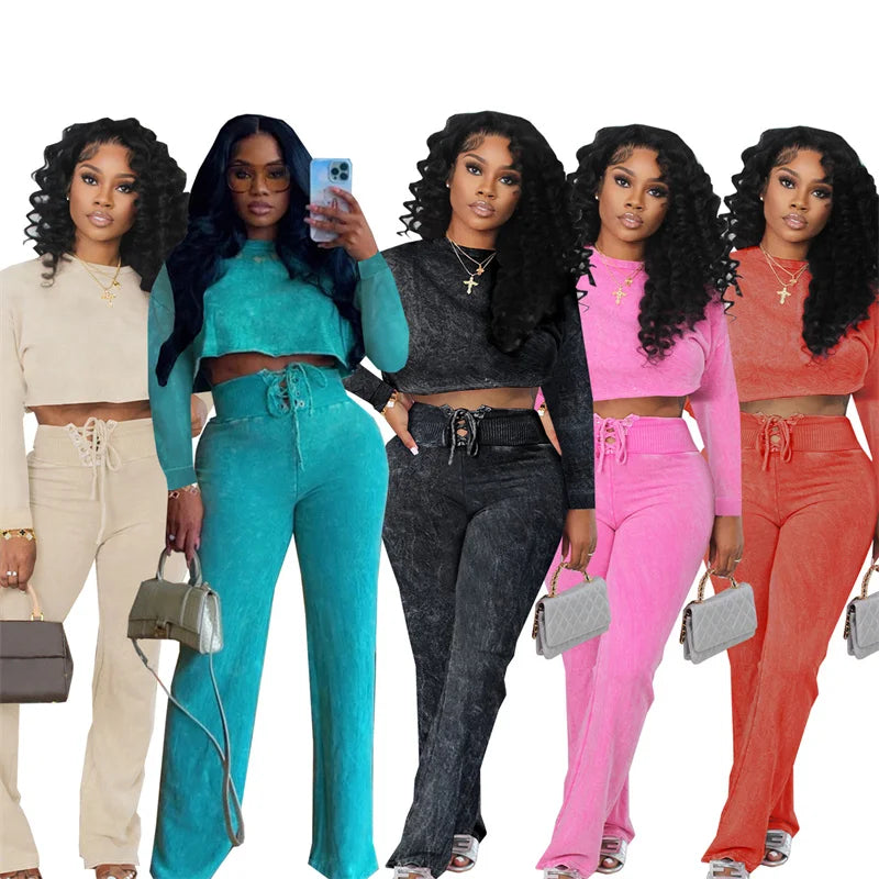 Sporty Wide Leg Jogger Set