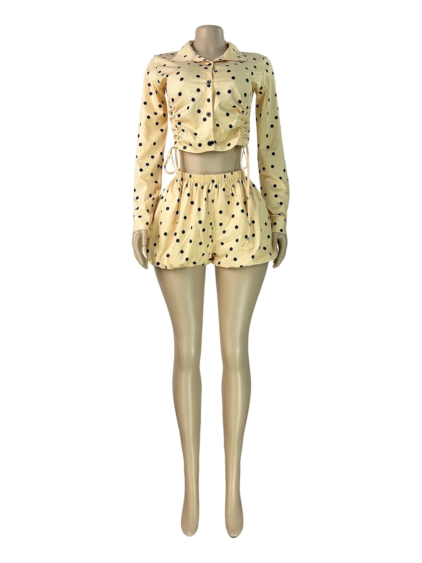 Polka Dot Bubble Puff Short Set