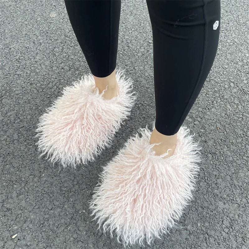 Fluffy Faux Fur Slides.