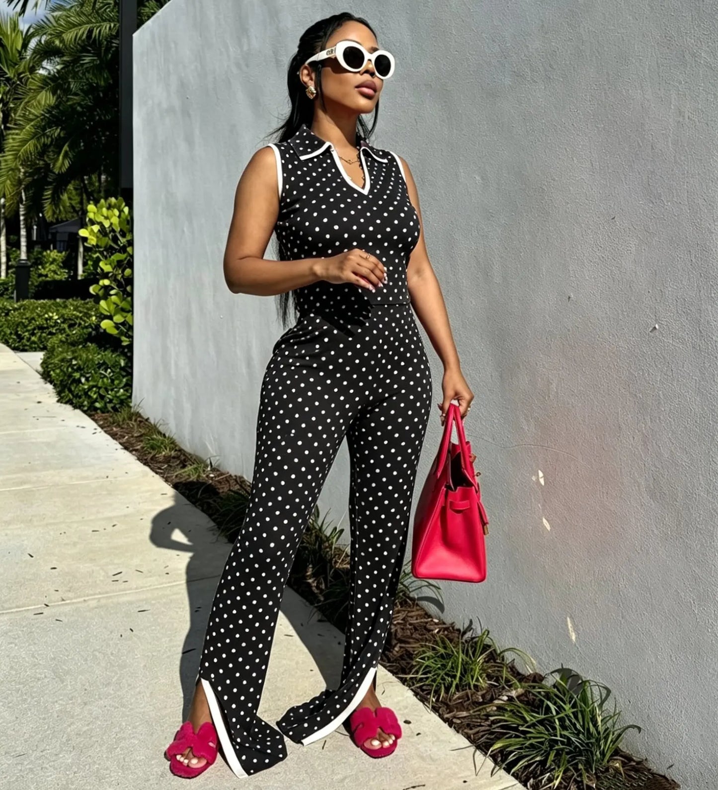 Polka Dot Pants Two-Piece Set