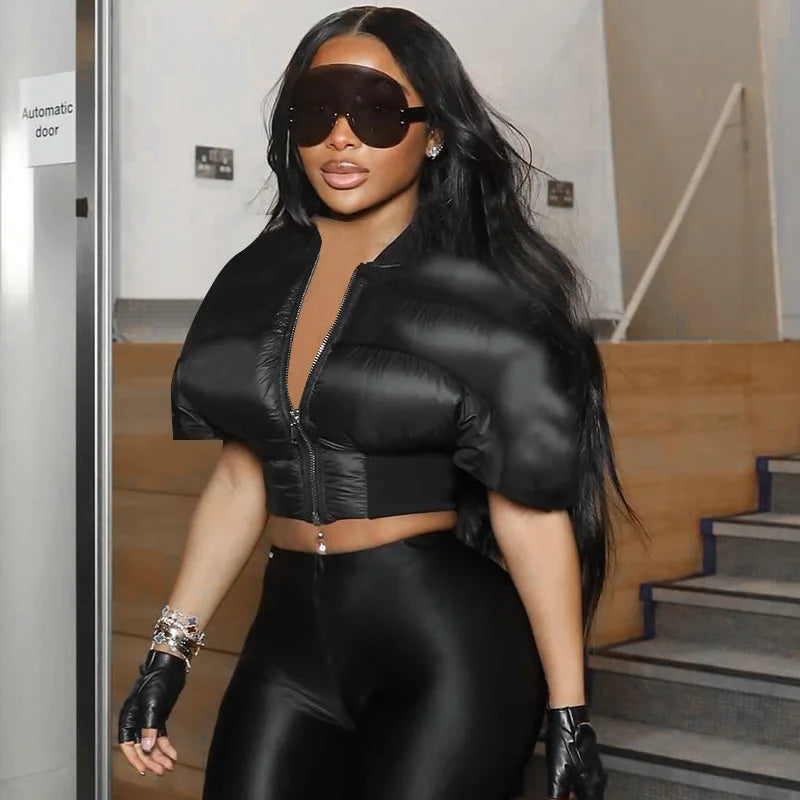 Puff Cropped Bubble Bomber Jacket