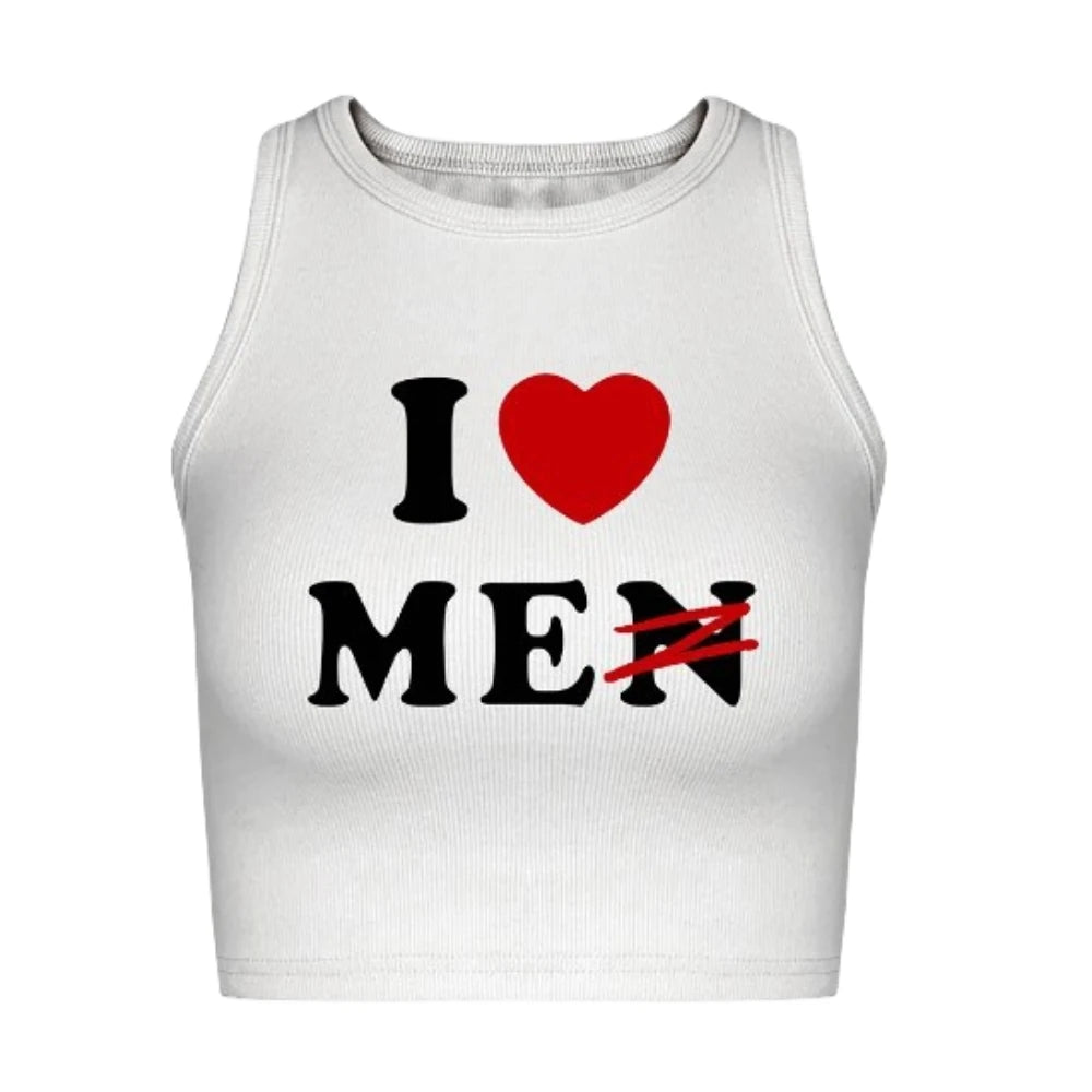 I Love Men Tank Top and Fur Mini Skirt Set